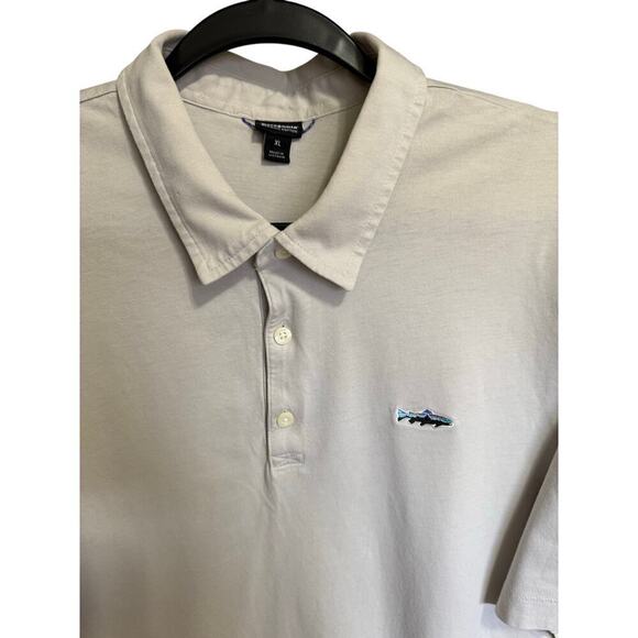 Patagonia Men's Sunshade Polo Shirt Tarpon Logo Short Sleeves Off White Size XL - Picture 4 of 10